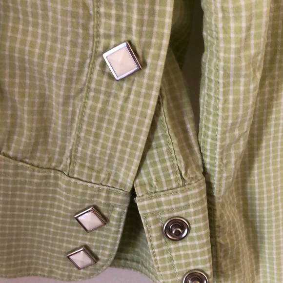 Men’s green pearl snap button up Resistol rode gear - Picture 15 of 15